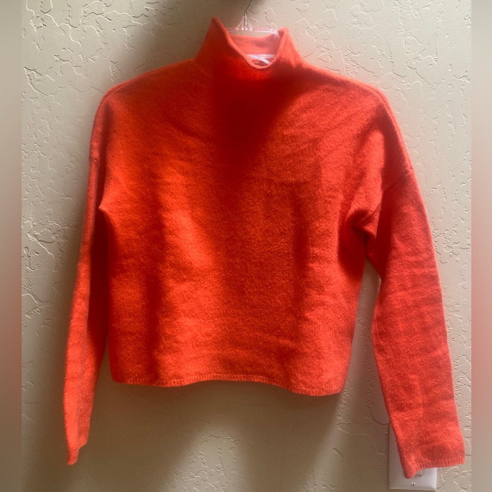 Whistles Soft Roll Neck Orange Merino Wool Turtleneck Sweater XS